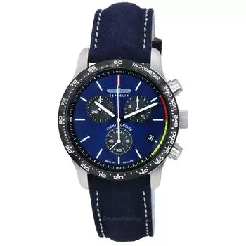 Zeppelin Night Cruise Chronograph Кожаный ремешок Кварцевые мужские часы с синим циферблатом 7288-3 100M