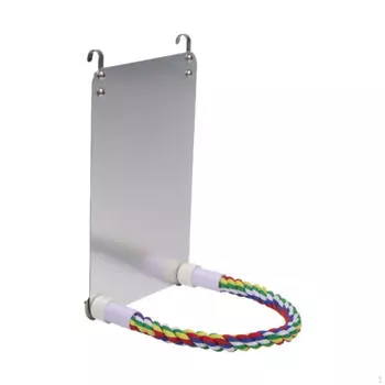 Зеркальная игрушка для птиц с клеткой-жердочкой, качели для попугая, веревка для