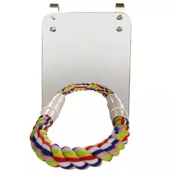 Зеркальная игрушка для птиц с веревкой Зеркальная жердочка Игрушка для попугая Жердочки для попугая Игрушка для жевания в клетке для птиц