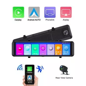 Зеркальная камера для автомобиля, сенсорный экран, видеорегистратор, зеркало заднего вида, видеорегистратор, передняя и задняя камера, зеркало DVR, черный ящик 4K DVR