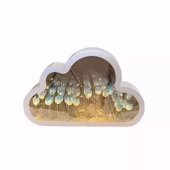 Зеркальная лампа-облако, зеркальный ночник с тюльпанами ручной работы для вашей мамы, подруги, сестры One Size синий