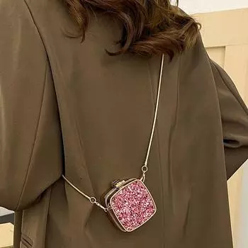 Зеркальная мини-сумка-клатч, элегантная сумка для украшений, водонепроницаемый кошелек с металлической цепочкой для губной помады для женщин золотой