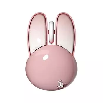 Зеркальная мышь Pink Rabbit M6dm – двухрежимная беспроводная Bluetooth с милыми кроличьими ушками, бесшумная работа, универсальная для офиса, женщин, планшетов и ноутбуков розовый