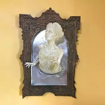 Зеркальная настенная скульптура призрака, богиня-призрак в зеркале, настенная табличка, украшение в готическом стиле для домашнего декора на Хэллоуин Womens