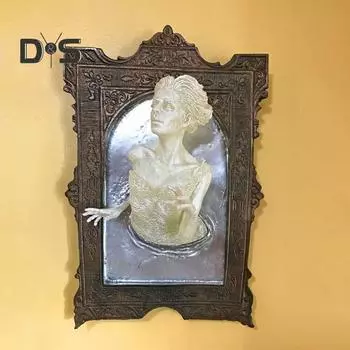 Зеркальная настенная скульптура призрака, богиня-призрак в зеркале, настенная табличка, украшение в готическом стиле для домашнего декора на Хэллоуин Womens