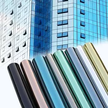 Зеркальная оконная пленка с односторонним движением, дневная конфиденциальность, вид из окна, не статическое электричество, декоративная регулировка тепла, защита от солнца, дверное оконное покрытие 60x200cm серебряный