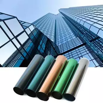 Зеркальная отражающая пленка для окон, односторонняя тонировка окон для дома, солнцезащитная, анти-УФ, статическая, клеящаяся пленка для окон дверей и стекол 0.9x6M серебряный