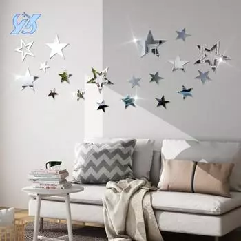 Зеркальная полая звезда 1 мм акриловая трехмерная настенная наклейка украшение для дома настенная наклейка