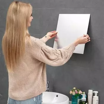 Зеркальная стена во всю длину, 4 шт. небьющихся зеркальных плиток для спальни, дома, спортзала, двери, акриловые квадраты, зеркало во весь рост Shatterp Medium серебряный