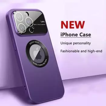 Зеркальная защита, магнитный чехол для телефона Magsafe с большим окном, чехол для телефона Iphone 14pro Max 12 13, матовый защитный чехол, жесткий чехол for iphone13 Pro(6.1 ) фиолетовый