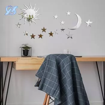 Зеркальное украшение 1 мм акриловые трехмерные настенные наклейки наклейки для макета звезд и луны наклейки для спальни