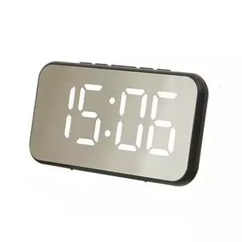 Зеркальные электронные часы, прикроватные часы с повтором будильника, простые настольные часы со светодиодным дисплеем и дисплеем температуры и даты белый