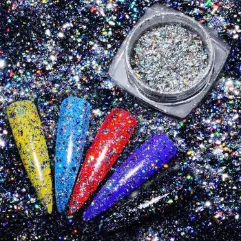 Зеркальные блестки для ногтей Galaxy, блестки, голографическая блестящая пудра, пыль, аксессуары для маникюра «сделай сам»