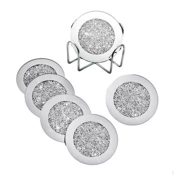 Зеркальные подставки из стекла, 4 дюйма, круглые с блестками из дробленого алмаза для столешницы дома, ресторана Sliver
