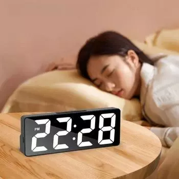 Зеркальный будильник LED интеллектуальные электронные часы с голосовым управлением студенческое общежитие многоцелевой настольный будильник на батарейках белый