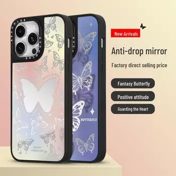 Зеркальный чехол Butterfly Dream для iPhone 14 и Apple 15 Pro Max: Модный, антивыпадающий, одобренный знаменитостями. 11