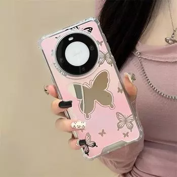 Зеркальный чехол для телефона Huawei Mate60/P60 с браслетом — совместим с Nova11 и Glory 80/90 Honor 60