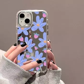 Зеркальный чехол с цветочным рисунком для iPhone 15 Pro Max, чехол для iPhone 11, 12, 13, 14 Pro Max XR XS X, противоударный мягкий чехол-бампер, чехлы Fundas For iPhone 15