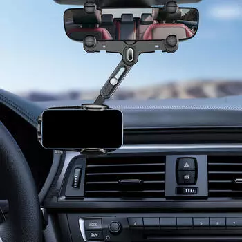 Зеркальный держатель для телефона, универсальное крепление, простой в использовании, регулируемый, многофункциональный, вращающийся на 360° для чёрный