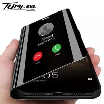 Зеркальный флип-чехол для телефона Huawei Nova 5 4 Lite 3 3i 2i Honor 20i 10i 20 Pro Clear View, чехол для Huawei Y5 Y6 Y7 Y9 Prime 2019 Nova 5 чёрный