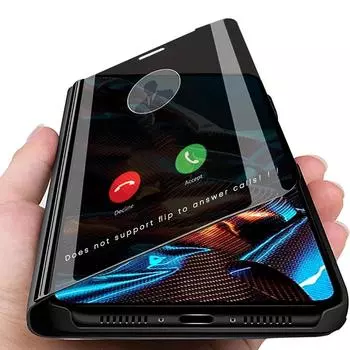 Зеркальный флип-кожаный чехол для телефона для Xiaomi Redmi Note 12 11 10 Pro 11S A1 10C 9T Poco X5 X4 X3 NFC M4 M3 Pro 4G 5G Clear View, чехол-подставка для книги Xiaomi Poco X3 чёрный