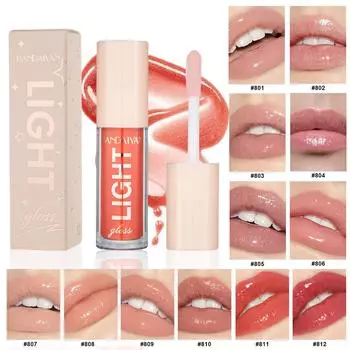 Зеркальный глянцевый водный блеск для губ Жидкая глазурь для губ Лакированный стеклянный блеск для губ 12 цветов Жирный увлажняющий перламутровый блеск для губ для пухлых губ 801
