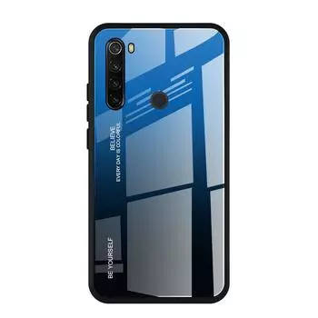 Зеркальный градиентный чехол из закаленного стекла для Xiaomi 11 Redmi Note 8 8T 7 6Pro 7A Note 10 Pro Защитный стеклянный чехол для Redmi Note 9 Pro For Redmi 8A жёлтый