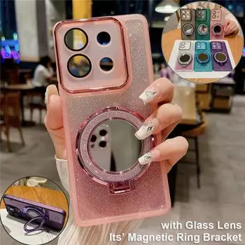 Зеркальный магнитный блестящий чехол для Redmi 13C 12C 12 10 10C 10A 9 9C 9A Redmi Note 13 12 11 10 Pro 9s Xiaomi 11 12 13 Pro POCO X3 X6 Pro M4 Pro Redmi 10 4G/10 2022 темно-зеленого