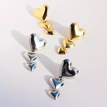 Зеркальный стиль модные преувеличенные длинные серьги в форме любви женские милые и классные модные серьги в форме персикового сердца 605 золотой