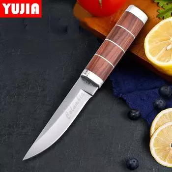 Зеркальный светильник с деревянной ручкой, Небольшой прямой нож, Острый бытовой нож для фруктов, Маленький прямой нож для рыбалки B