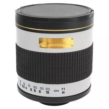 Зеркальный телеобъектив 500 мм F6.3 с адаптерным кольцом для беззеркальных камер Olympus M43 с креплением Белый белый