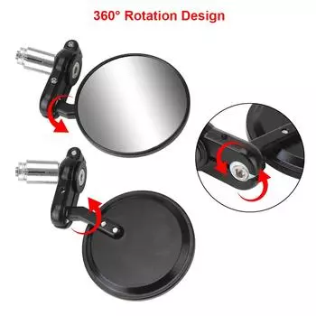 Зеркала для мотоциклов Аксессуары для мотоциклов Зеркало заднего вида на руль Концевое крепление 22 мм Универсальное 2 шт.