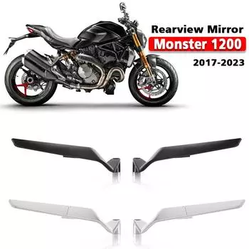 Зеркала Monster 120, мотоциклетные зеркала для Ducati Monster 1200, модифицированное ветровое крыло, регулируемое вращающееся зеркало заднего вида, зеркала заднего крыла 2017-2023 чёрный