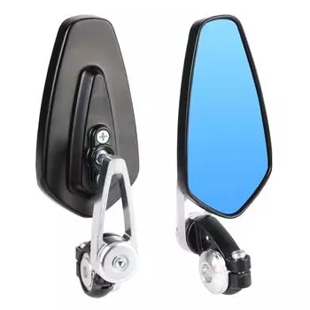 Зеркала заднего вида для мотоцикла, антибликовое синее стекло, широкоугольное зеркало на руль, боковое зеркало, универсальное для руля 7/8 22 мм, вращающееся на 360° Silver