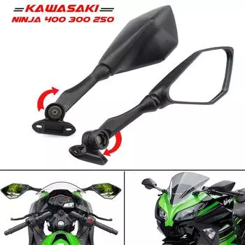 Зеркала заднего вида для мотоцикла Kawasaki 2018-2021 Ninja 400 / 2011-2018 Ninja 250 ZX 6R 636 650 300R EX300 боковое зеркало обзора чёрный