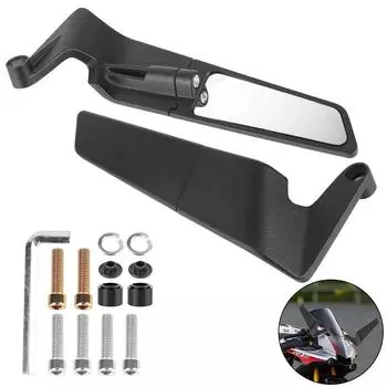 Зеркала заднего вида для мотоцикла, широкоугольные, синие, стекло, 1 пара, антибликовое покрытие, алюминиевый сплав, для руля 7/8 22 мм Black
