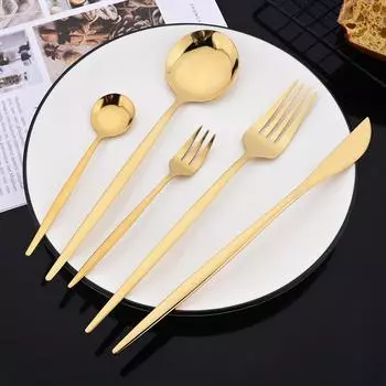 Зеркало 16/20/24/25 предметов золотой столовый набор столовых приборов из нержавеющей стали кухонный набор столовых приборов в западном стиле нож вилка ложка набор столовых приборов
