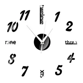 Зеркало, цифры, буквы, 3D настенные часы, наклейка, сделай сам, аналоговый домашний художественный подвесной декор красный