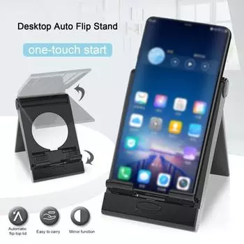 Зеркало-держатель для мобильного телефона с размером, нескользящая конструкция, компактное крепление для мобильного телефона, портативная подставка для настольного телефона A оранжевый