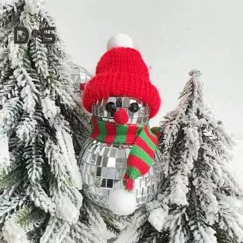 Зеркало Диско Рождественская подвеска Отражающее зеркало Снеговик Трость Украшения Аксессуары для рождественской вечеринки для дома Сценический реквизит A