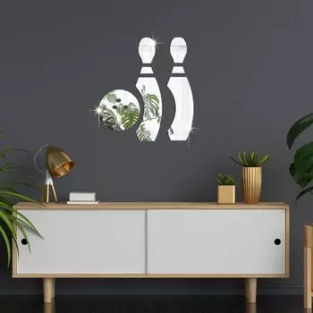 Зеркало для боулинга, настенная наклейка, акриловая, трехмерная, самоклеящаяся, декоративная наклейка для спальни, гостиной