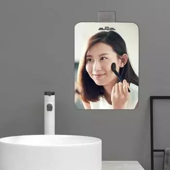 Зеркало для душа 30x20 см с защитой от запотевания, держателем для бритвы и крючком, противотуманное, для бритья и макияжа, небьющееся, безрамное, для ванной комнаты A