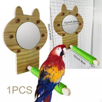 Зеркало для клетки для попугаев птиц, игрушка для колибри, подставка для жердочки, аксессуары для попугаев зяблик, кореллы,