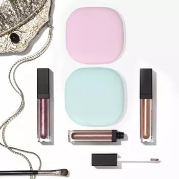 Зеркало для макияжа компактного размера, складное, двухстороннее, перезаряжаемое, сенсорное управление, широко используемое, ABS, светодиодная подсветка, дорожное зеркало для макияжа с увеличительным стеклом для женщин A чёрный