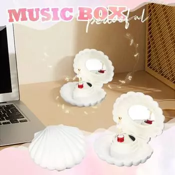 Зеркало для макияжа, музыкальная шкатулка, шкатулка для хранения украшений, музыкальная шкатулка для девочек, подарок лучшему другу One Size белый
