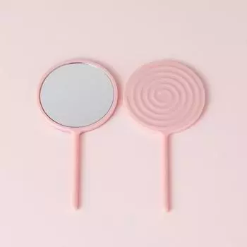 Зеркало для макияжа ручное для наращивания ресниц в форме леденца с ручкой ручное зеркало высокой четкости аксессуар для красоты розовый