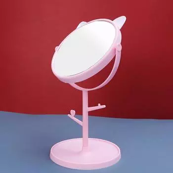 Зеркало для макияжа с кошачьими ушками, практичное настольное зеркало для макияжа, портативное со складной подставкой, квадратное зеркало для макияжа для женщин всех возрастов белый