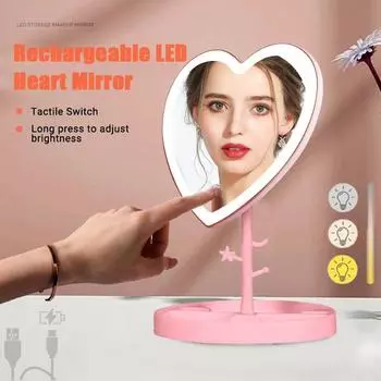 Зеркало для макияжа с подсветкой, белое светодиодное косметическое зеркало с дневным светом, съемное/основание для хранения, 3 режима, зеркало с подсветкой, подарок, USB-кабель синий