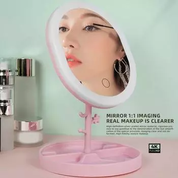 Зеркало для макияжа с подсветкой, белое светодиодное косметическое зеркало с дневным светом, съемное/основание для хранения, 3 режима, зеркало с подсветкой, подарок, USB-кабель 1PC белый