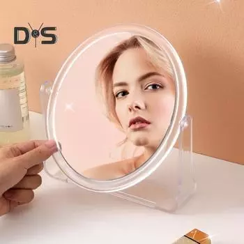 Зеркало для макияжа с увеличением 1/5/7X, двухстороннее, вращающееся на 360 градусов, портативное, круглое, акриловое, настольное, с увеличением, для мужчин и женщин Small Round